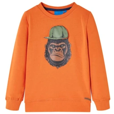 Afbeelding van Kindertrui met gorillaprint 116 donkeroranje