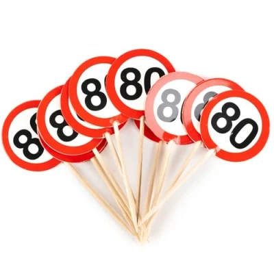 Afbeelding van Verjaardagsdecoratie feestpicks 80e verjaardag decoratie man vrouw tafeldecoratie