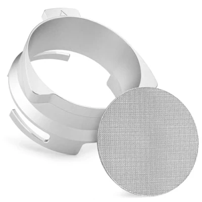 Afbeelding van Vomika 54 mm koffiedoseertrechter, handsfree aluminium doseerring en 53,5 roestvrijstalen puckscherm, espresso accessoires geschikt voor Breville Barista portafilters, met slijptrekker