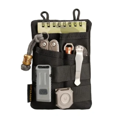 Afbeelding van VIPERADE VE3 EDC Tool Bag Organizer, Heren Kleine Pocket Multi Organizer Nylon Gereedschapstas Schede Tas voor Zaklamp Mes Pen Notebook (Zwart)