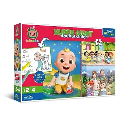 Afbeelding van Trefl Primo Cocomelon, Fijne vriendendag 3 in 1: puzzel met 15 zeer grote stukjes,Kleurrijke de helden van cartoon, Plezier voor kinderen vanaf 2 jaar