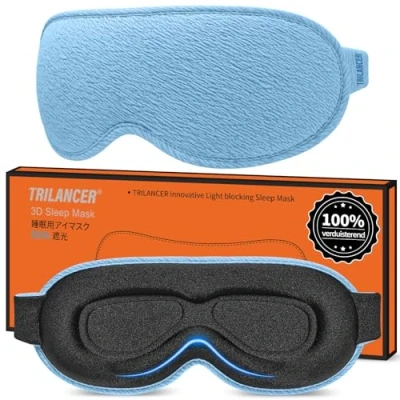 Afbeelding van Innovatief Slaapmasker Sleep Mask voor Mannen en Vrouwen,100% Lichtblokkerend Ontwerp Oogmasker,Eye Mask, Nachtmasker,om te Slapen, een Dutje Doen, Mediteren, Reizen, In Het Vliegtuig (Blauw)