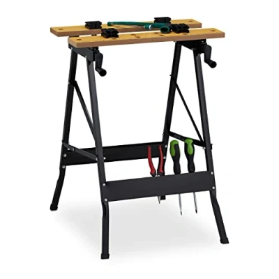 Afbeelding van Relaxdays werkbank inklapbaar, draaglast tot 100 kg, verstelbaar, met 4 klemmen, HBD: 75,5 x 56 62 cm, natuur/zwart