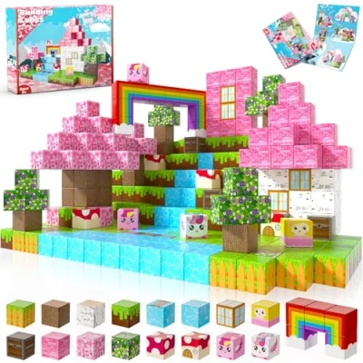 Afbeelding van Magnetische Bouwstenen Bouwwereld Bouw Mijn Droomachtige Eenhoorn Wereld 100 Stuks Blokken Cadeaus voor Meisjes 4 5 6 7 8 9 Magnetisch