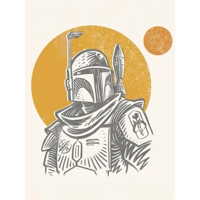 Afbeelding van Komar Artprint Star Wars Boba Fett Illustration Iconic 300 x 280 cm (breedte hoogte) behang, vlies, woonkamer, slaapkamer (set)