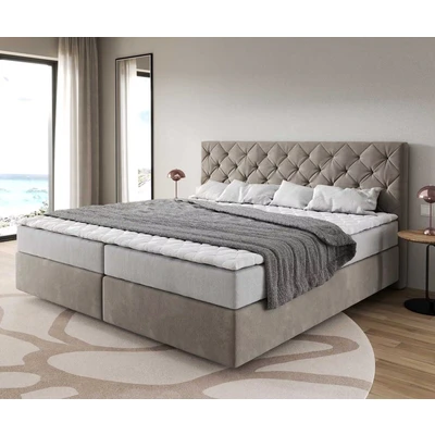 Afbeelding van DELIFE Boxspring bed Dream Great Microvezel beige 200x200 cm met pocketveringmatras en visco topper