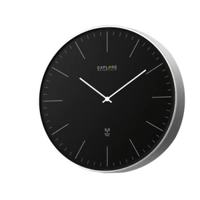 Afbeelding van Explore Scientific RAC1001 Wandklok, diameter 25 cm, op afstand bestuurd, nauwkeurig uurwerk, geen instelling nodig, eigentijds design, zonder cijfers, metaal, zwart