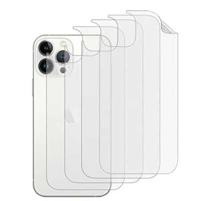 Afbeelding van GIOPUEY 4 stuks rugbeschermer compatibel met iPhone 14 Pro, Pro rugbeschermfolie, zachte TPU, dunne, matte textuur, anti vingerafdruk, glad doorschijnend