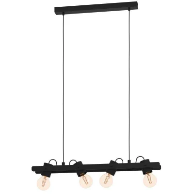 Afbeelding van EGLO Plimsoll Hanglamp E27 77 cm Zwart Staal/Hout