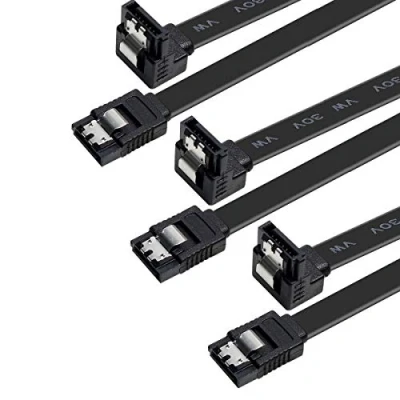 Afbeelding van SATA kabel III, BENFEI 3 pack III 6 Gbps, 90 graden rechte hoek met vergrendelingsvergrendeling 18 inch voor HDD, SSD, cd driver, schrijver, zwart