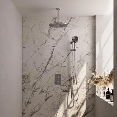 Afbeelding van Brauer Chrome Edition Regendoucheset inbouw hoofddouche 30 cm 2 functies glijstang inclusief inbouwdeel handdouche Rond 3 standen chroom