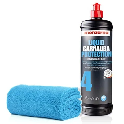 Afbeelding van detailmate Menzerna polijstset: Liquid Carnauba Protection 1 L polish + microvezeldoek 550GSM, 40x40cm