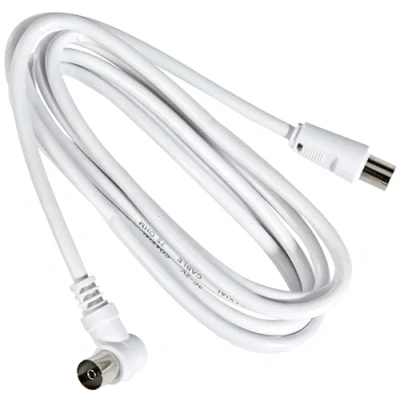 Afbeelding van PremiumCord TV M/F 90, 75 Ohm, 2 m IEC coaxkabel wit (IEC, stekker/bus, wit)