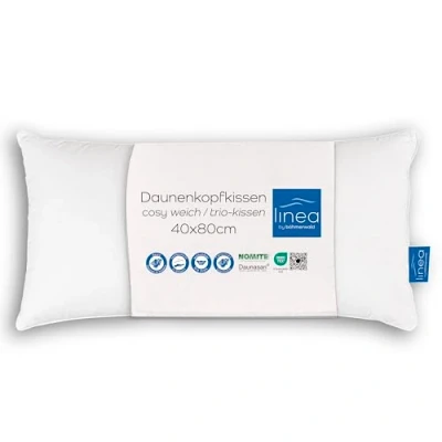 Afbeelding van Böhmerwald Exclusief hoofdkussen met drie kamers, buitenkant: 90% dons / 10% veren, binnenkant: 100% vulgewicht: 400 + 100 g, steuncomfort: zacht, 40 x 80 cm, wit, 1 stuk (1 stuk)