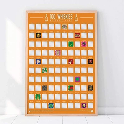 Afbeelding van Gift Republic krasposter &quot;100 Whisgrind Bucket List&quot;, A2, bruin