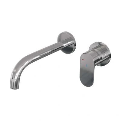 Afbeelding van Brauer Chrome Edition Wastafelmengkraan inbouw gebogen uitloop links hendel breed plat model C 1 chroom