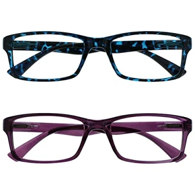 Afbeelding van UV Reader Leesbril, blauw/schildpad &amp; paars, 2 stuks voor mannen/vrouwen, UVR2092Bl_P +3,50