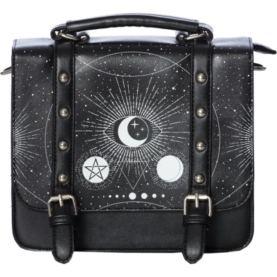 Afbeelding van Banned Handtas COSMIC Zwart Gothic schoudertas met halvemaan, sterren en de zoon (bxhxd) ca. 24cm x 20cm 8cm
