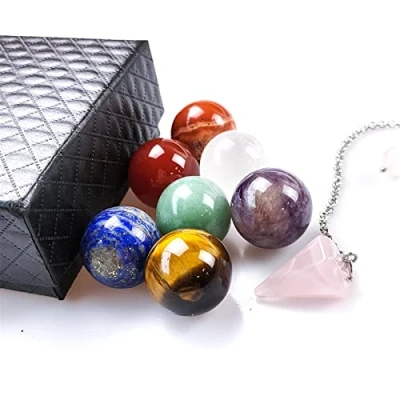Afbeelding van WANGCL 8 Stks Healing Crystal Sets in Geschenkdoos Chakra Kristallen Set Kristal Therapie Meditatie Ketting