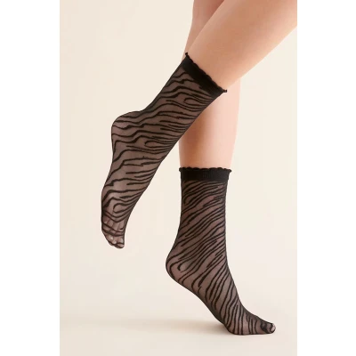 Afbeelding van Panty Sokjes Zebraprint Zwart Maat: One size Model: Ama