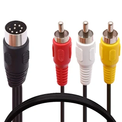 Afbeelding van Tomost Din 8 pins naar 3RCA kabel, mannelijke stekker 3 RCA 3xRCA audioadapterkabel voor audio apparatuur muziekinstrumenten (1,8 M/6 FT)