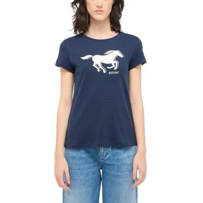 Afbeelding van Mustang Style LOA Tshirt print, Dames, Maat: Small, Blau