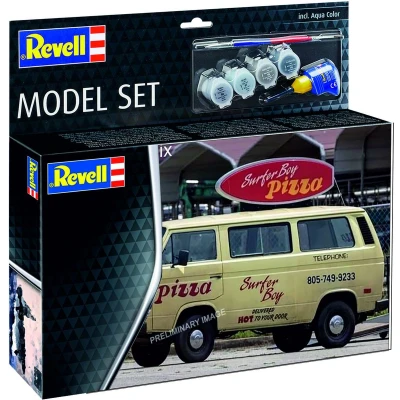 Afbeelding van 1:25 Revell 67725 Stranger Things Surfer Boy Argyle&#039;s VW T3 Pizza Bus Model Set Plastic Modelbouwpakket