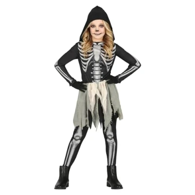 Afbeelding van Guirca Spook &amp; Skelet Kostuum Niet Zo Hongerig Meisje Zwart, Grijs 7 9 jaar Halloween Verkleedkleding