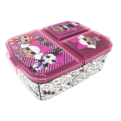 Afbeelding van Theonoi Kinderlunchbox, lunchbox, sandwichbox, lunchbox voor kinderen met vakken, broodtrommel onderverdeling kleuterschool, kinderbroodtrommel van kunststof, BPA vrij, L.O.L. Surprise