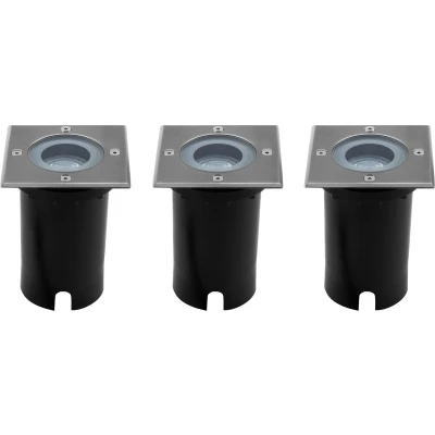 Afbeelding van Ledvion 3X LED Inbouwspots Vierkant, IP67, GU10, 1m Kabel, Buitenverlichting, Terrasverlichting