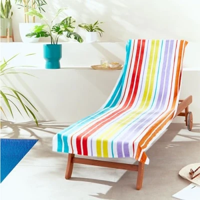 Afbeelding van Catherine Lansfield Regenboog Streep Strand Ligstoel Handdoek 78x200cm Bright