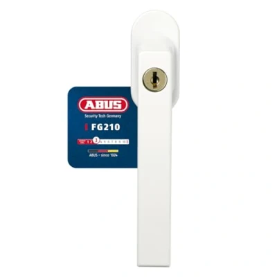 Afbeelding van ABUS Afsluitbare Raamgreep FG210 Drieling Raamknop met Drukcilinder, Gelijksluitend Veiligheidsniveau 3 59489 Wit
