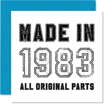 Afbeelding van 41e verjaardagskaart voor mannen vrouwen hem haar gemaakt in 1983 alle originele onderdelen grappige eenenveertigste vader, moeder, broer, zus, vriend, 145 mm x