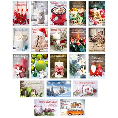 Afbeelding van Edition Seidel Set van 20 exclusieve premium kerstkaarten met envelop. Dubbele kaarten/vouwkaarten Kerstkaart Ansichtkaart