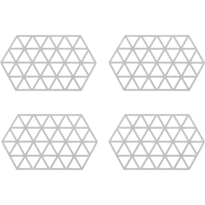 Afbeelding van Krumble Siliconen pannenonderzetter Hexagon lang Grijs Set van 4