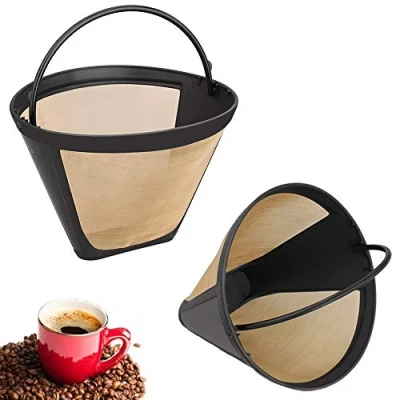 Afbeelding van Koffiemandfilter, koffiefilter, 2 stuks, koffiefilters, fijn net, herbruikbaar roestvrij staal, permanent herbruikbaar, fijnnet met handvat voor de meeste koffiezetapparaten