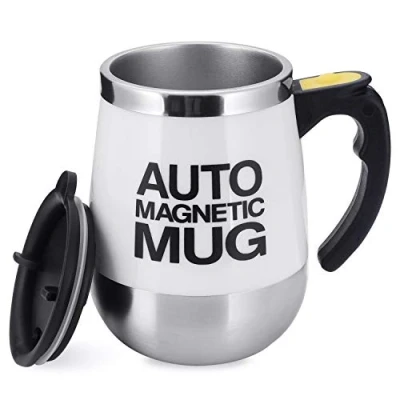 Afbeelding van TsunNee 400 ml elektrische zelfroerende koffiemok, roestvrijstalen automatische magnetische mok, mengbeker voor koffie thee warme chocolademelk cacao eiwit, wit
