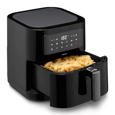 Afbeelding van Medion E40 Airfryer XL Heteluchtfriteuse XXL Frituurmand 5,3 liter Hetelucht Oven 2.150 Watt 9 automatische programma&#039;s Bakfunctie LED display Zwart