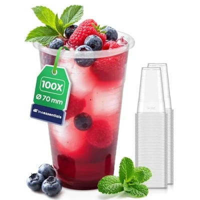 Afbeelding van Inoverse plastic drinkbekers, wegwerpbekers, transparante geschenkbekers, partybekers van kunststof, wegwerp bekers, feestservies, 0,2 l 100 stuks