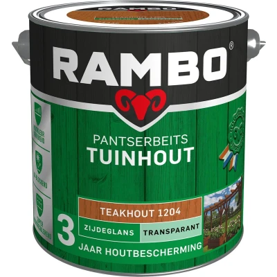 Afbeelding van Rambo Pantserbeits Tuinhout Transparant Zijdeglans Teakhout 1204 2,5 liter