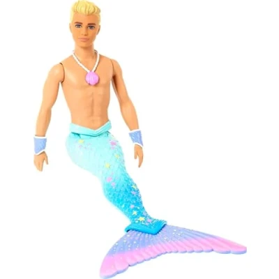 Afbeelding van Barbie Dreamtopia Zeemeerman, ongeveer 30 cm, met blauwe regenboogstaart en blond haar, voor kinderen van 3 tot 7 jaar