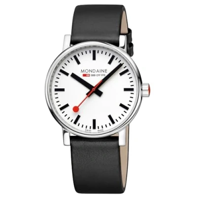 Afbeelding van Mondaine MSE.40110.LBV Evo2 Horloge Stationsklok Saffierglas Staal Zilverkleurig/Zwart 40 mm breed Quartz Gesp 3 ATM (spatwater)