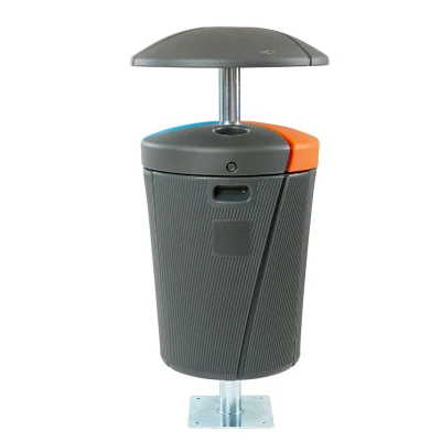 Afbeelding van Phoenix buitenafvalbak 3x50 ltr grijs blauw oranje