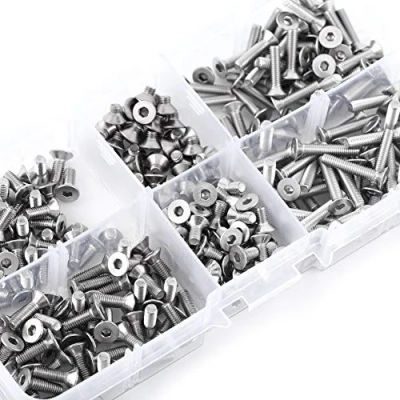 Afbeelding van 300 delige binnenzeskantschroeven, M3 platte schroef, roestvrij staal SS304, 4 mm, 6 8 10 12 16 mm schroeven assortiment kit