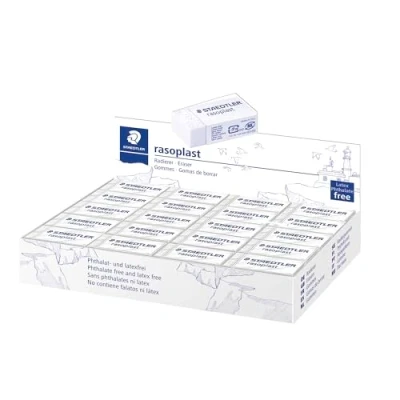 Afbeelding van STAEDTLER 526 B40 gum, rasoplast ftalaat en latexvrij, 16 x 13 33 mm, doos met 40 stuks, wit