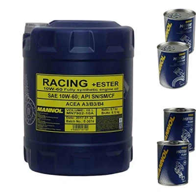 Afbeelding van MANNOL SAE Motorolie 10W 60 RACING + ESTER 2xMotor Doctor Motor Flush