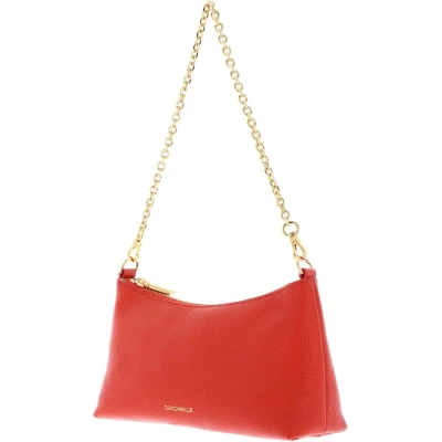 Afbeelding van COCCINELLE Leren Schoudertas Aura Mini Bag Grained Leather Gazpacho Oranje