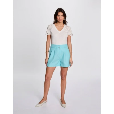 Afbeelding van Morgan straight high waist casual short lichtblauw