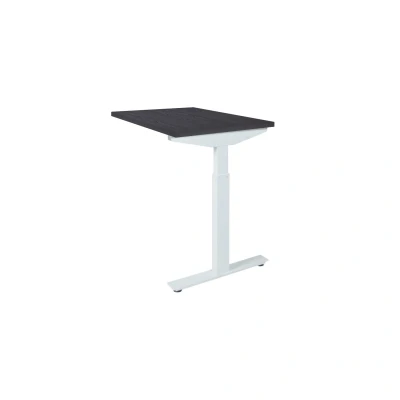 Afbeelding van Linesto N3 aanbouwbureau, hoogte instelbaar (65 85cm) met 80x60cm Schaduwzwart zwevend 25mm blad en wit (RAL9010) tweepoot N frame (poot driehoekig