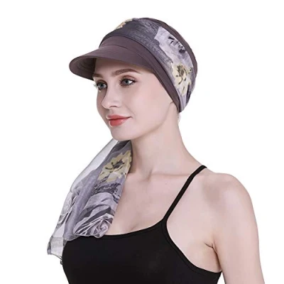 Afbeelding van Ballonpet voor vrouwen, chemohoofddeksels met sjaaltjes, geschenken, perfect bij haaruitval en geschikt om het hele jaar door te dragen, Grijs, one size